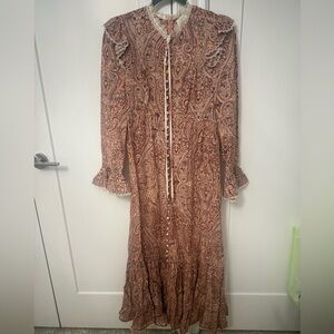 Zimmerman Elegant Paisley Long Sleeve Dress